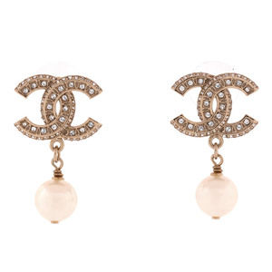 Chanel CC Drop Earrings Metal with Crystals and Faux Pearls